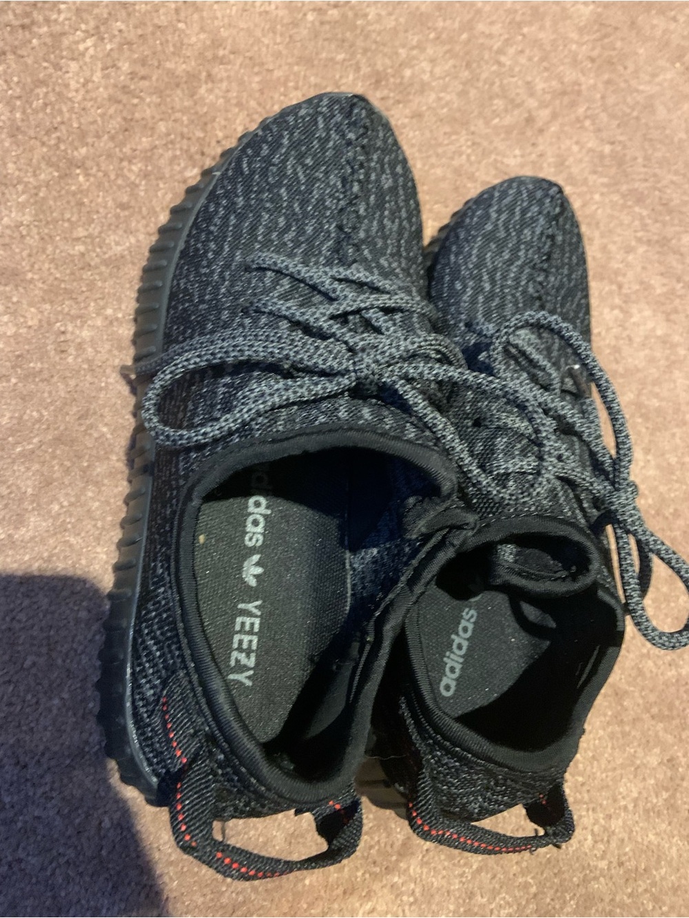 adidas - Yeezy Black Knit Low-Top Lace-Up Sneakers